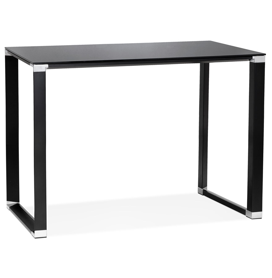 Alterego Hochschreibtisch XLINE GLAS EDITION 140x70 cm Gestellfarbe Schwarz Tischplatte Schwarz