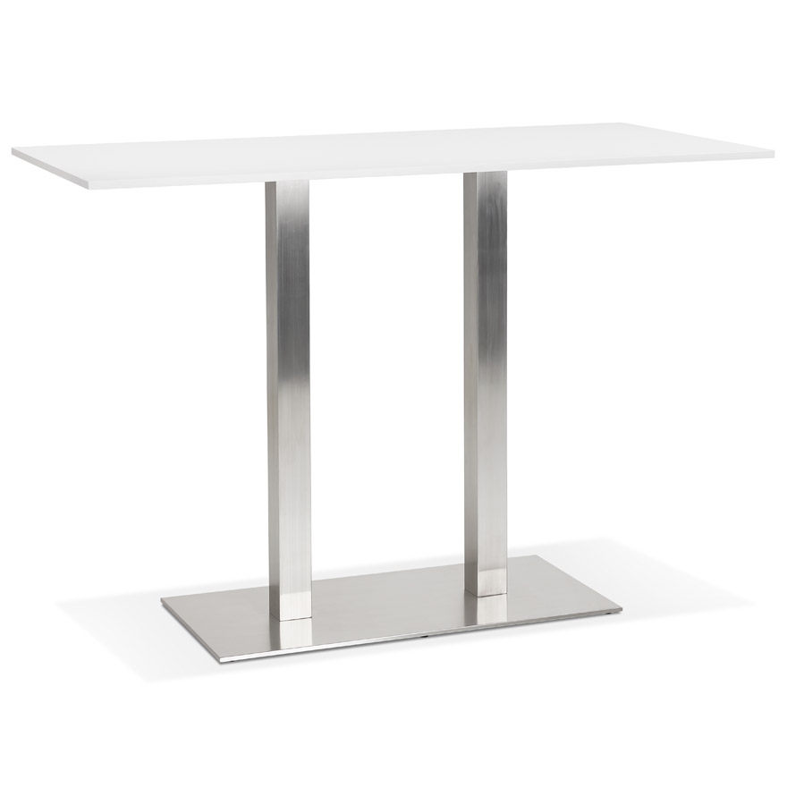 Design Stehtisch 'DENVER BAR' weiß mit Standfuß aus gebürstetem Metall - 160x80 cm