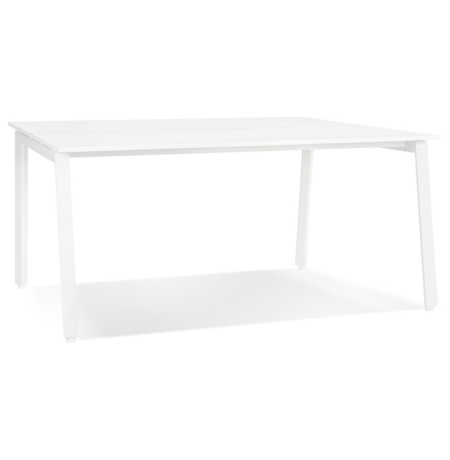 Alterego Schreibtisch AMADEUS SQUARE 160x160 cm Gestellfarbe Weiß Tischplatte Weiß
