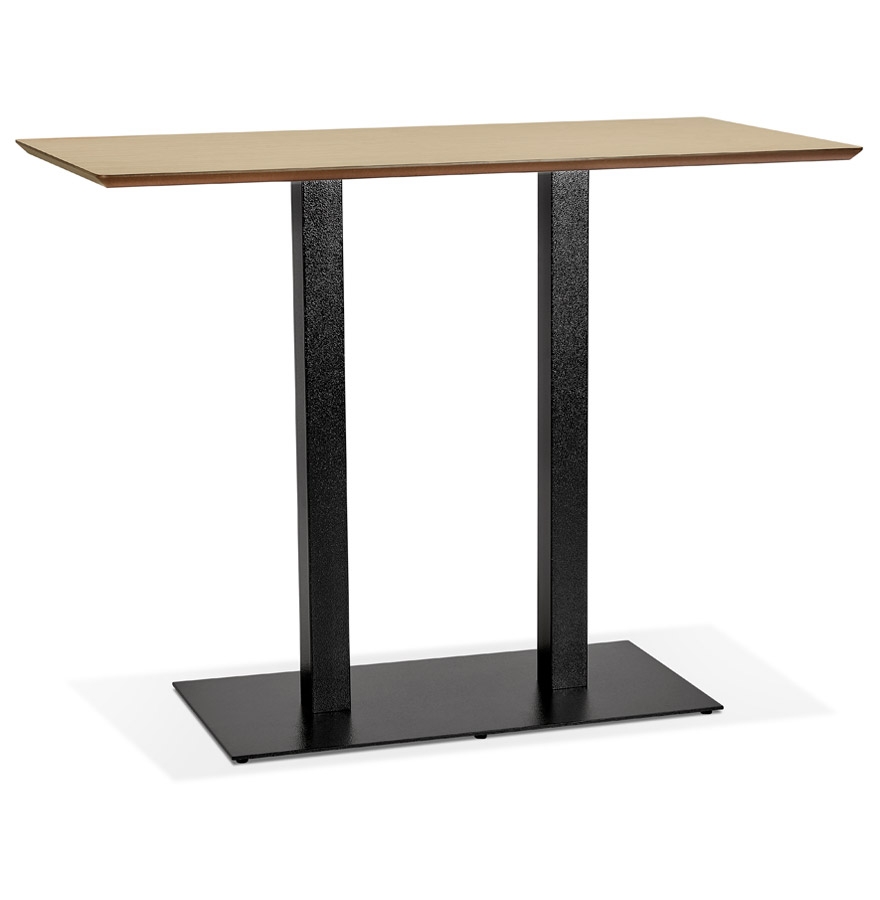 Design-Hochtisch 'ZUMBA BAR' aus Holz mit naturbelassenem Finish und schwarzem Metallfuß - 150x70 cm