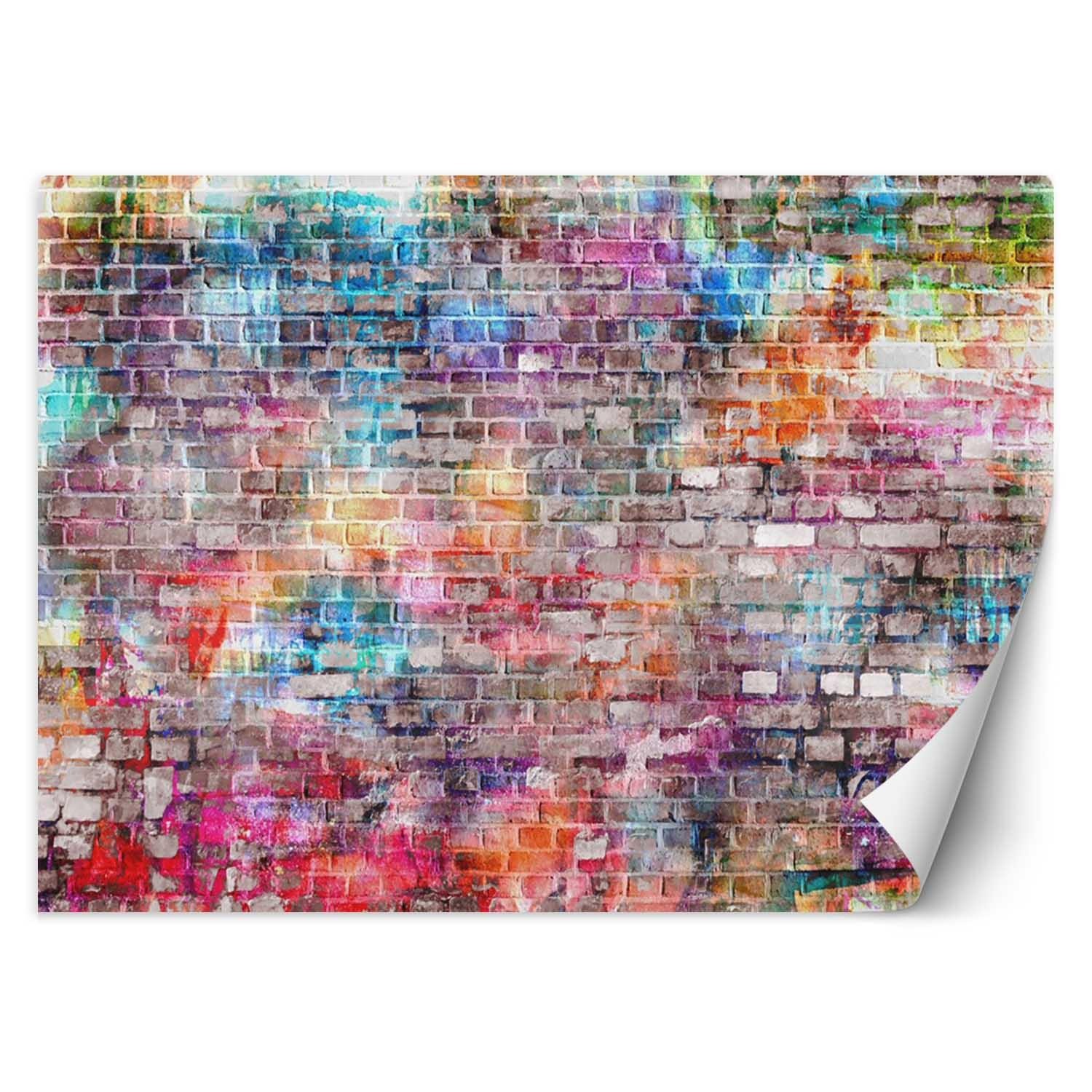 100 cm großes dekoratives wandfoto aus leinwand mit mehrfarbigem ziegelmuster