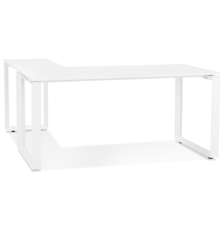 Alterego Eckschreibtisch BAKUS 170x60 cm Gestellfarbe Weiß Tischplatte Weiß