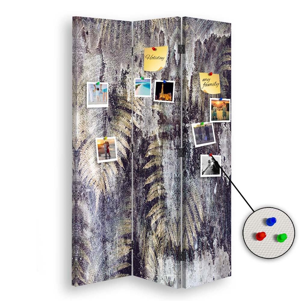 110 cm doppelseitiger paravent aus mdf und canvas mit farnmotiv