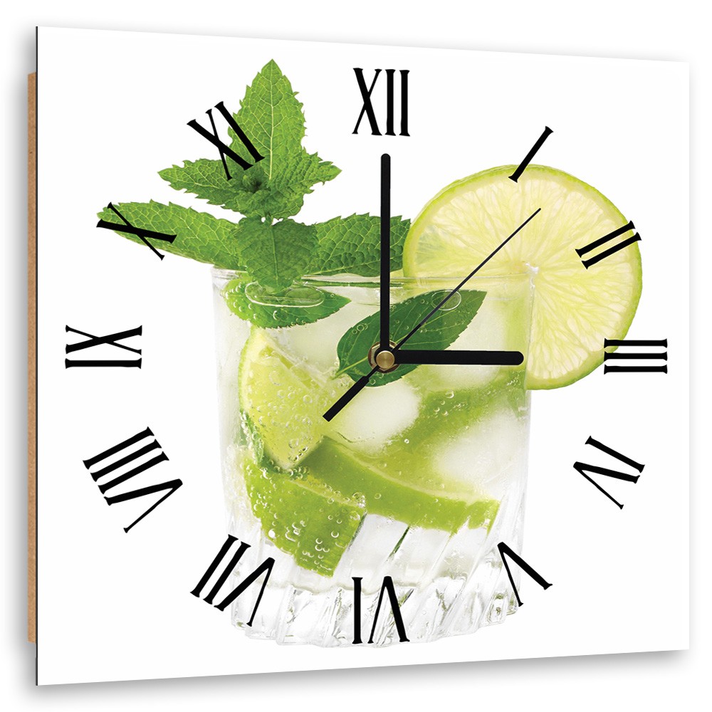 Klassische wanduhr aus faserplatte mit grünem finish