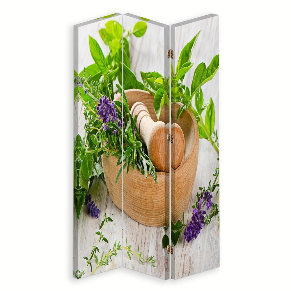 Aus drei mörserteilen bestehender, faltbarer schirm für aromatische pflanzen