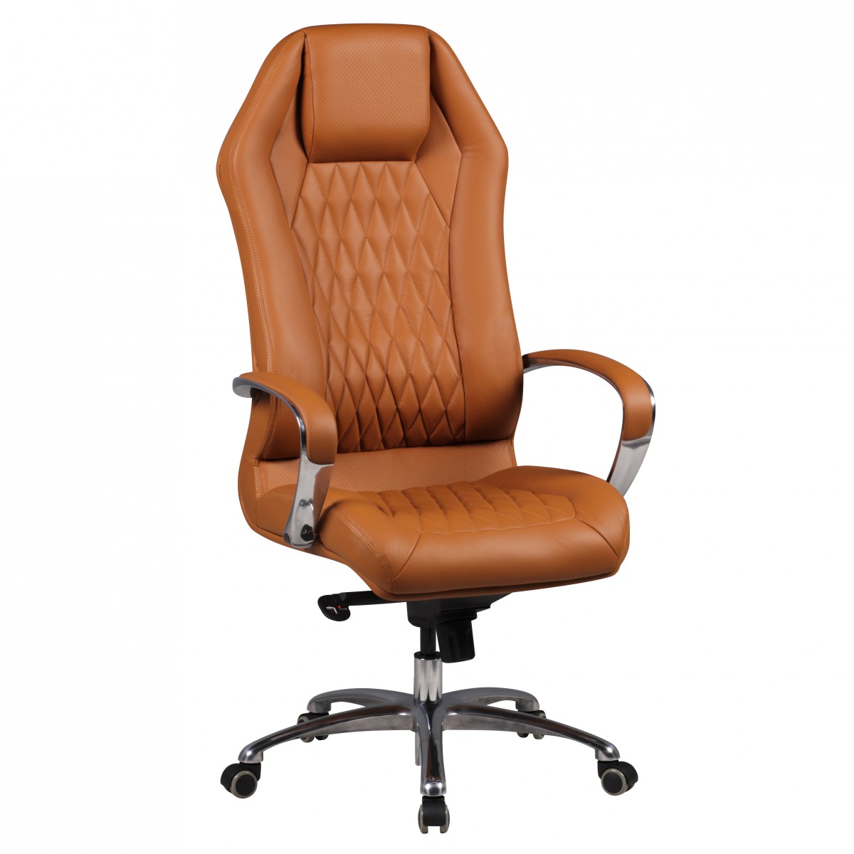 Bürostuhl MONTEREY Echt-Leder Caramel | 70x70 cm | Höhe 126-136 cm