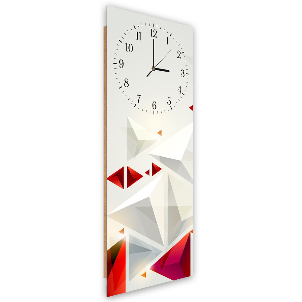 Klassische wanduhr aus faserplatte und papier mit grauem und rotem finish