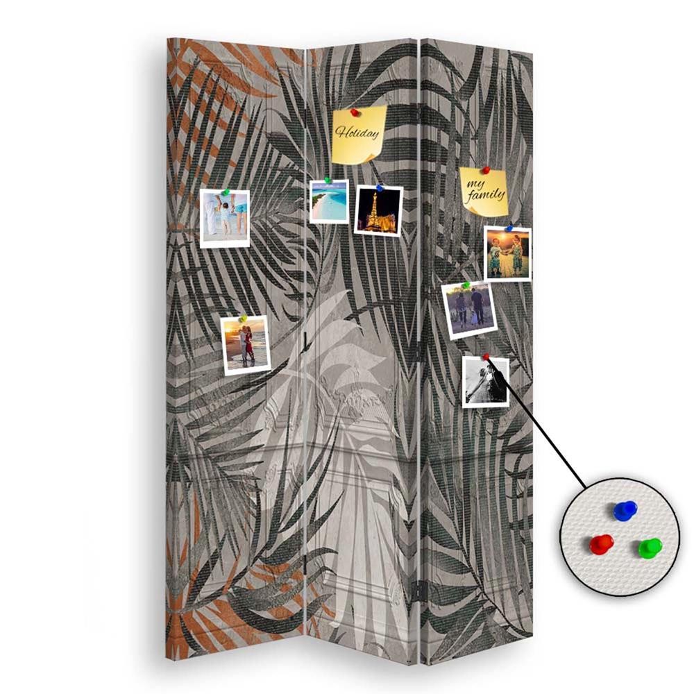 110 cm doppelseitiger paravent aus mdf und leinwand mit blättertanz-bild