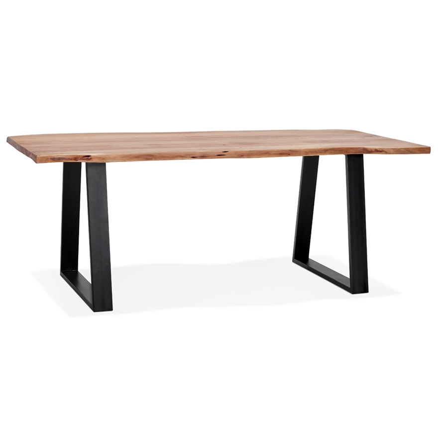 Alterego Esstisch RAFA Gestellfarbe Schwarz Tischplatte Natur Ausführung 200x95 cm