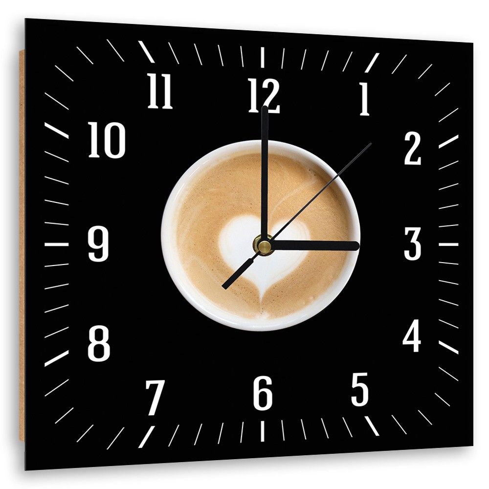 Klassische wanduhr aus faserplatte mit beige-schwarzer oberfläche