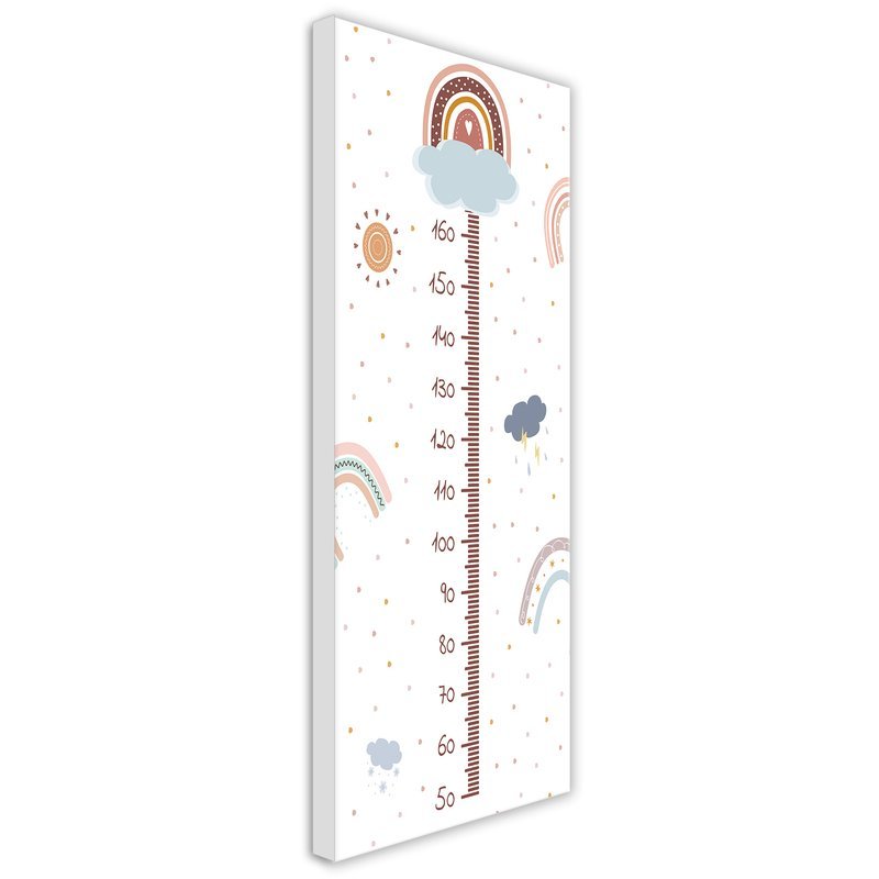 Rahmen mit messgerät zur messung der kindergröße von 40 cm aus mdf-wolkendesign