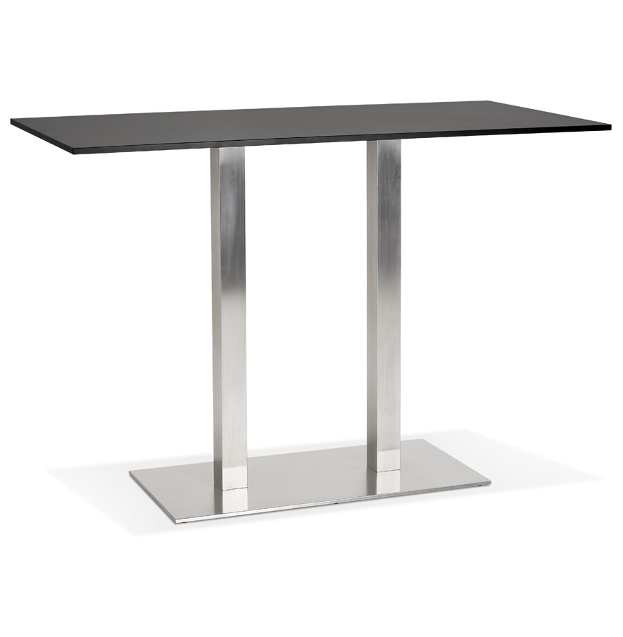 Design Stehtisch 'DENVER BAR' schwarz mit Standfuß aus gebürstetem Metall - 160x80 cm