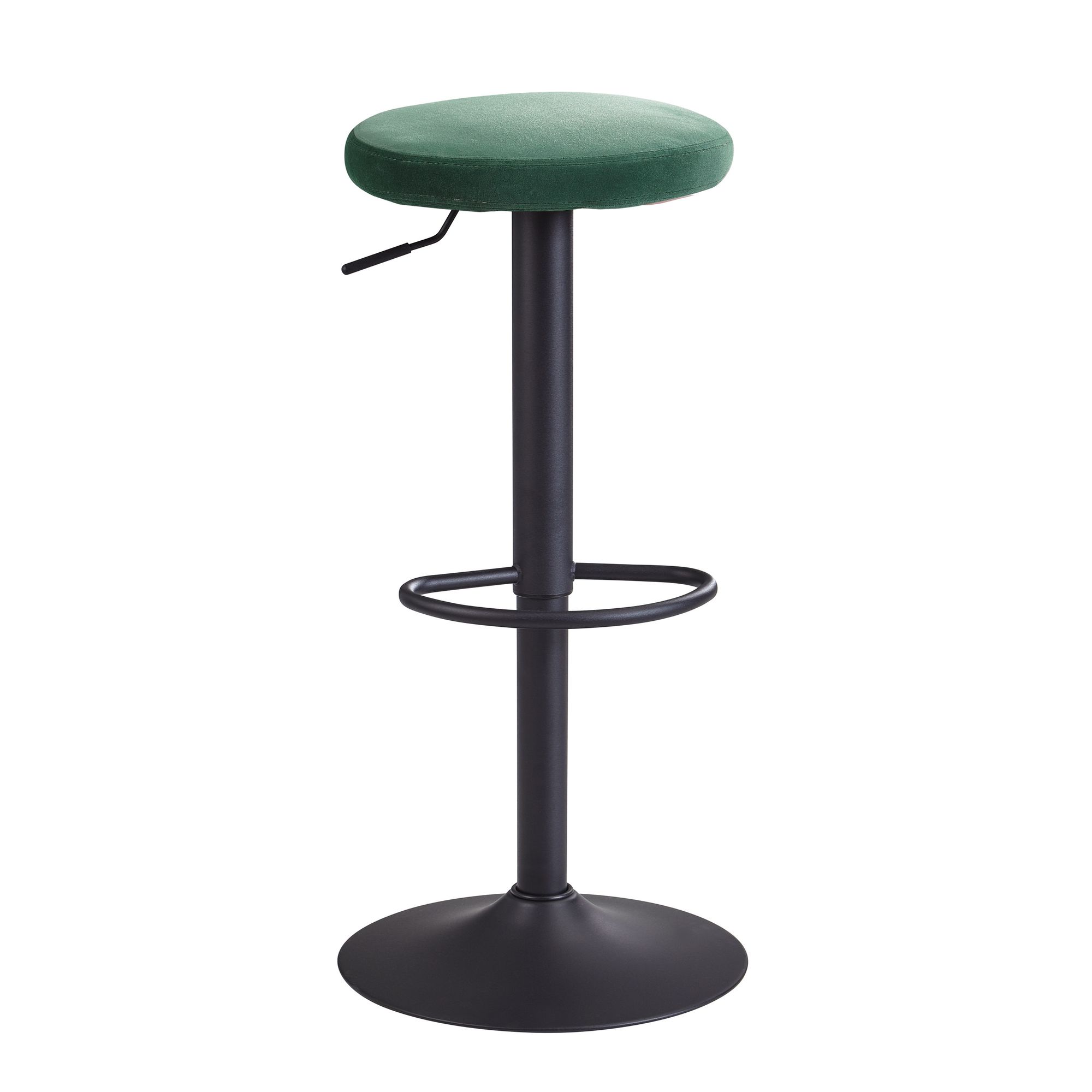 Barhocker Samt Grün | Ohne Lehne | 58-79 cm | Polyester Stoff & Metall