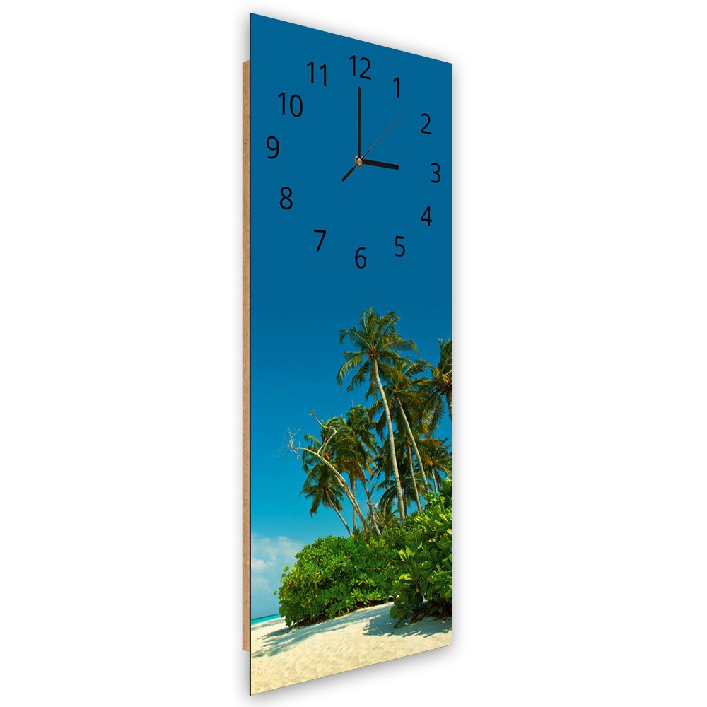 Klassische wanduhr aus faserplatte mit tropischem design und blauem finish