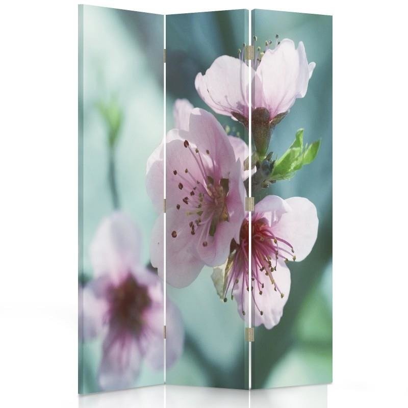 110 cm doppelseitiger paravent aus mdf und leinwand mit kirschblütenbild