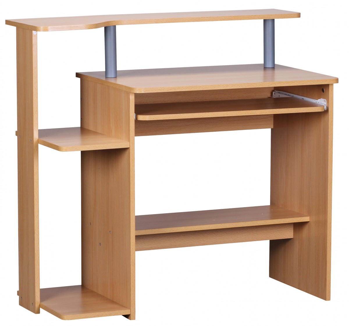 Computertisch Buche | Buche Farbe | 94x90,5x48,5 cm | Modern mit Tastaturauszug