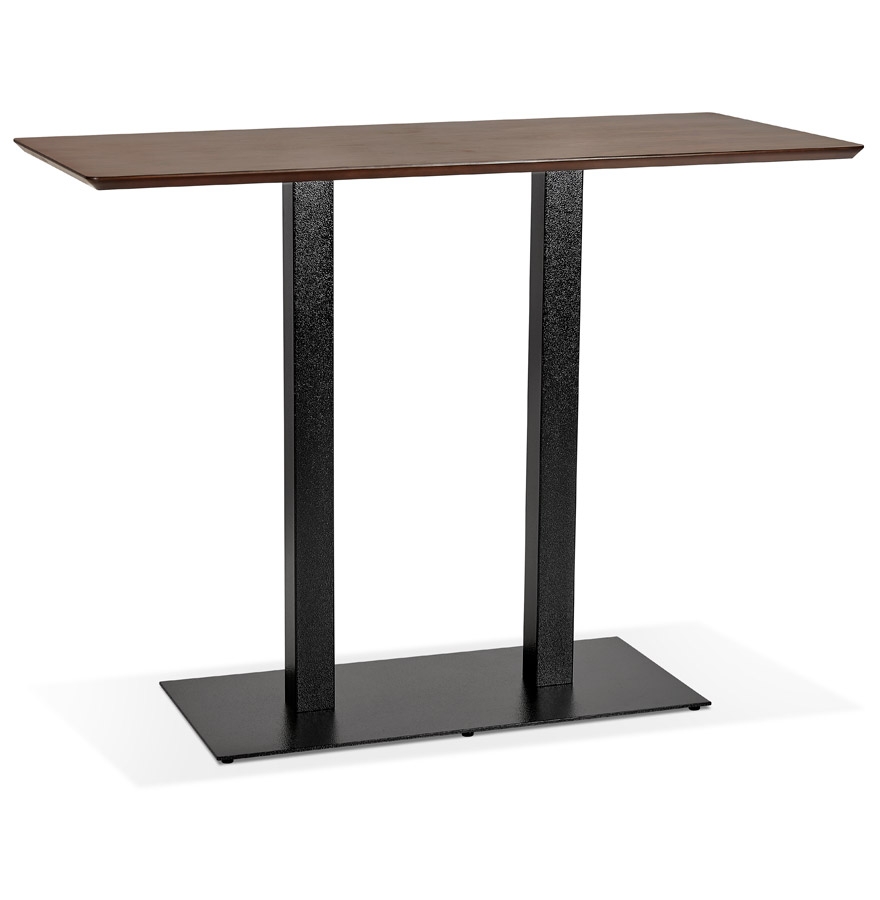 Design-Hochtisch 'ZUMBA BAR' aus Holz mit Walnuss-Finish und schwarzem Metallfuß - 150x70 cm
