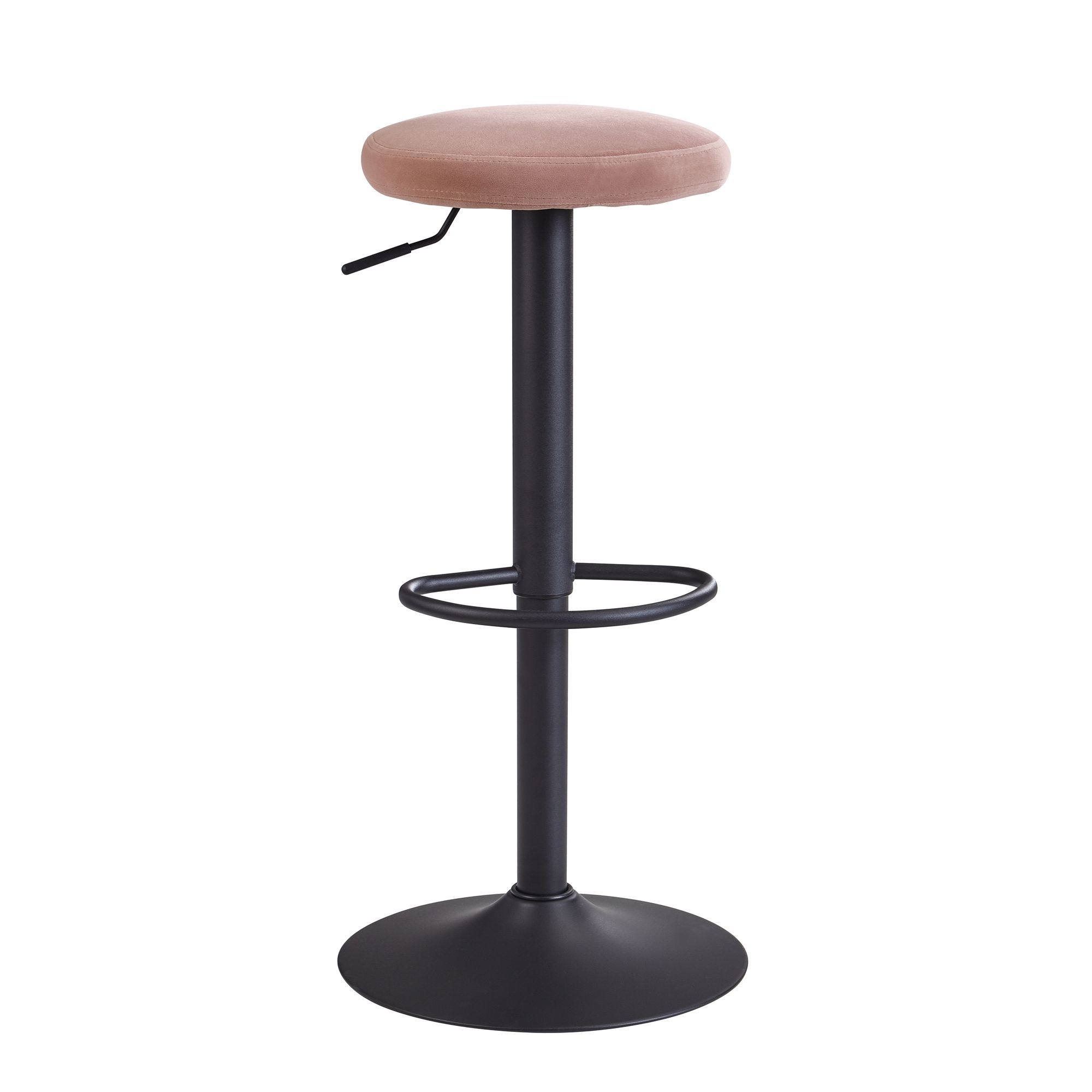 Barhocker Samt Rosa | Ohne Lehne | 58-79 cm | Polyester Stoff & Metall