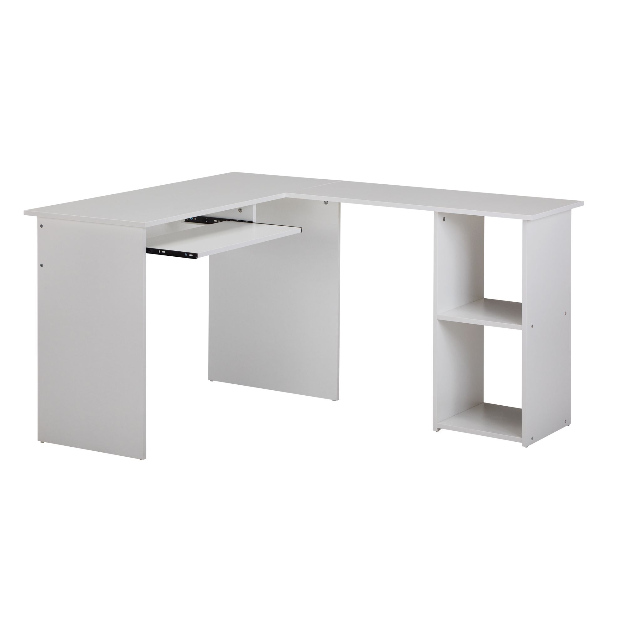 Design Schreibtischkombination Weiß mit Regal und Tastaturauszug | Weiß | 140 x 75,5 x 120 cm