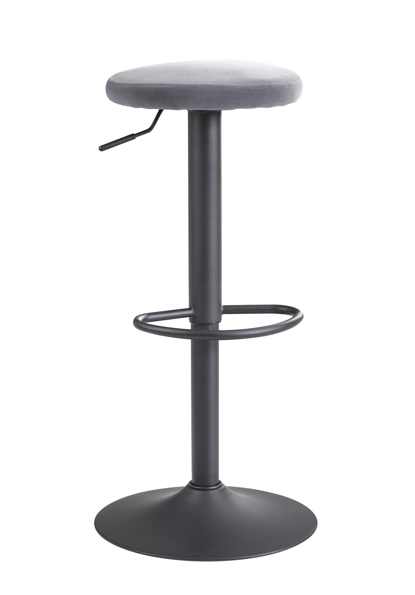 Barhocker Samt Dunkelgrau | Ohne Lehne | 58-79 cm | Polyester Stoff & Metall