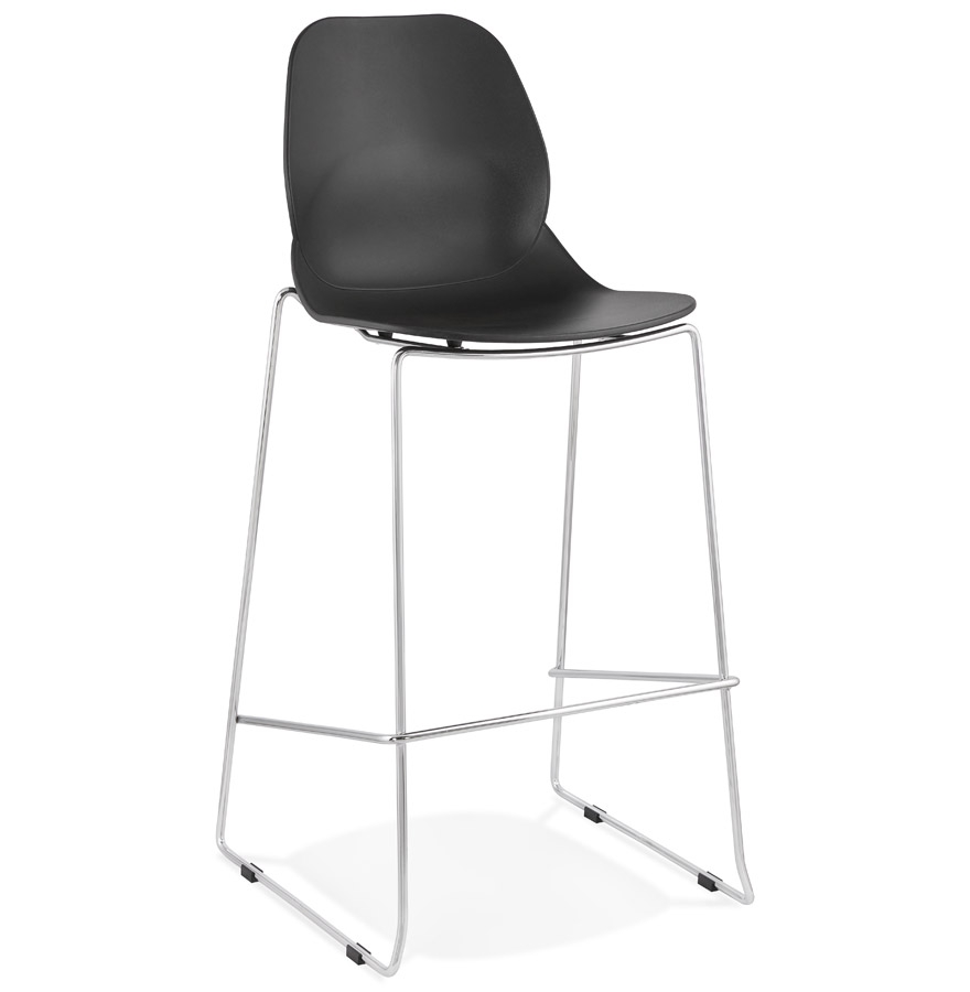 Alterego Barhocker BERLIN Gestellfarbe Chrom Sitzfläche Schwarz