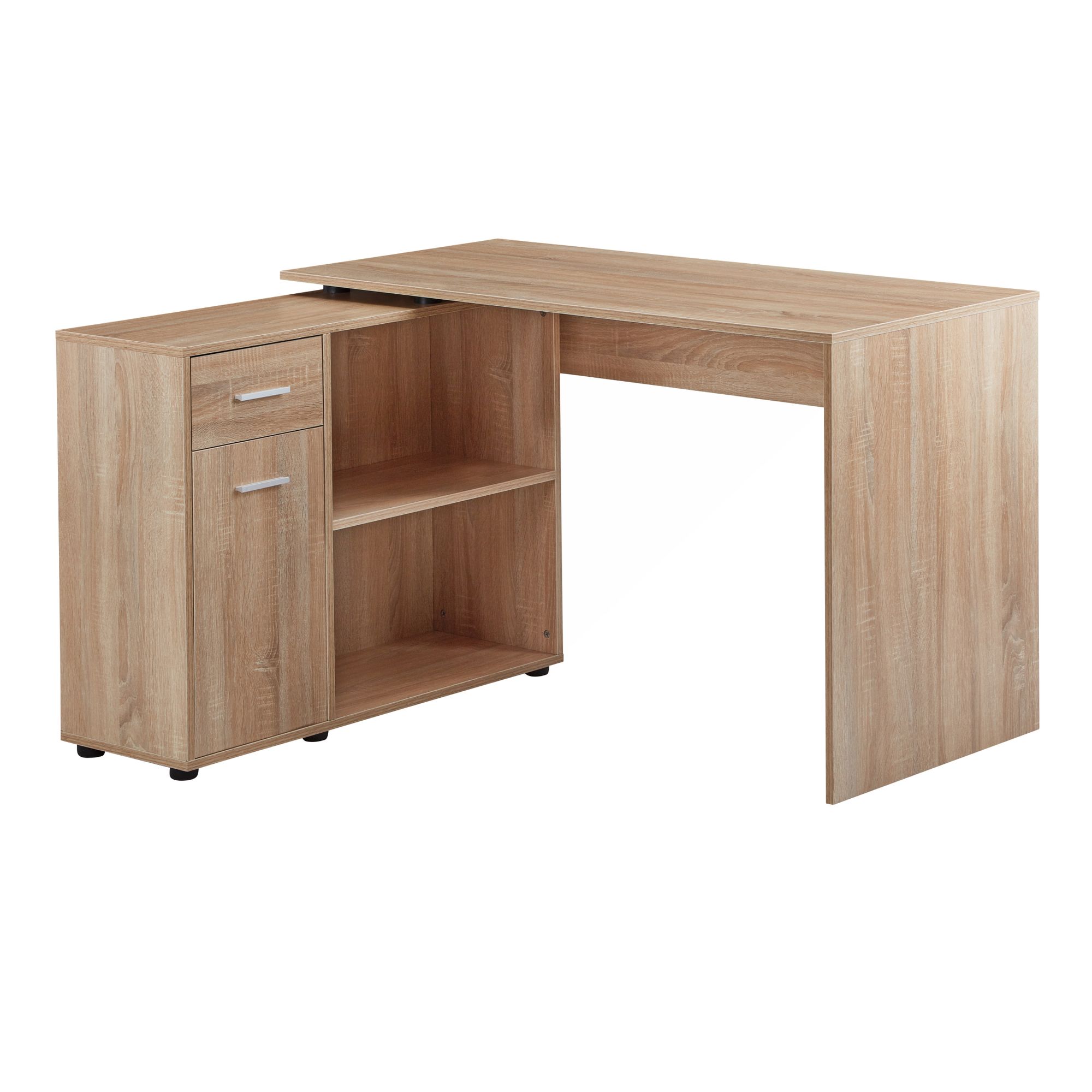 Eckschreibtisch mit Regal Sonoma und schwarzen Kunststofffüßen | 120x75,5x106,5 cm | Moderner Bürotisch