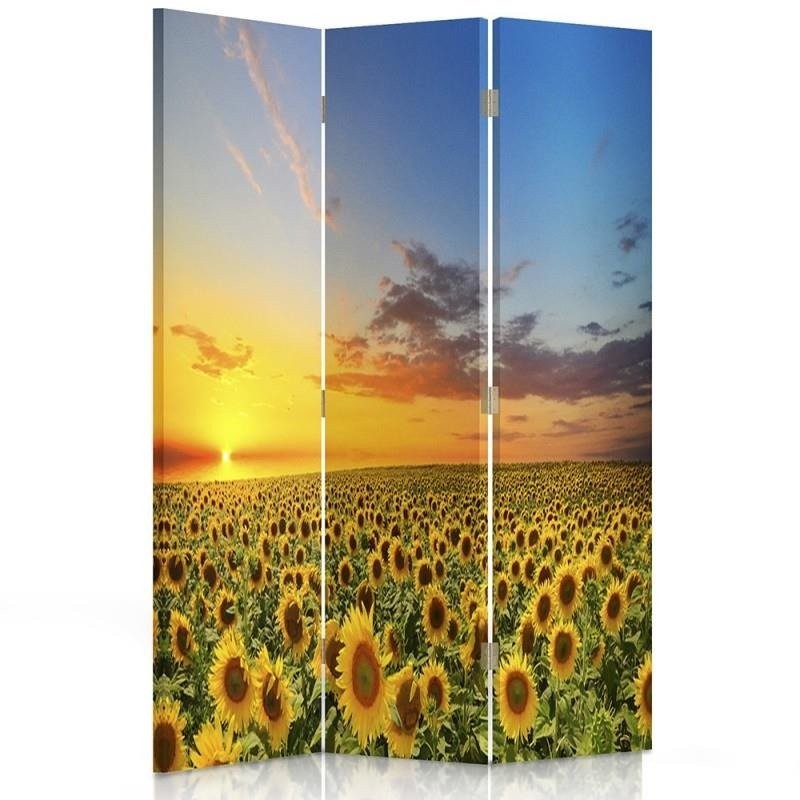 110 cm doppelseitiger paravent aus mdf und leinwand mit sonnenblumenbild