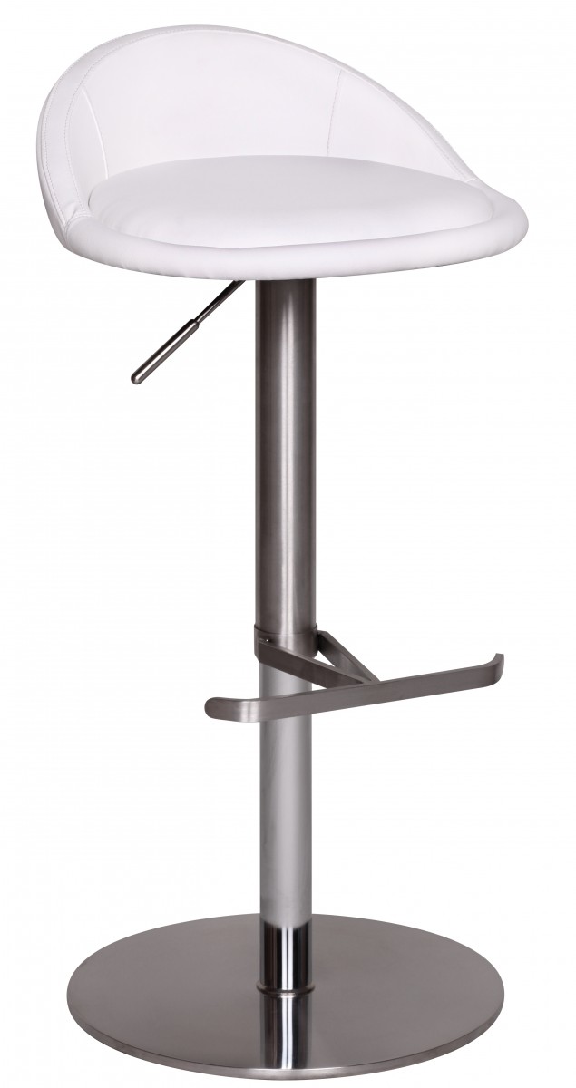 Barhocker | Weiß | Edelstahl | Höhenverstellbar 54-79 cm