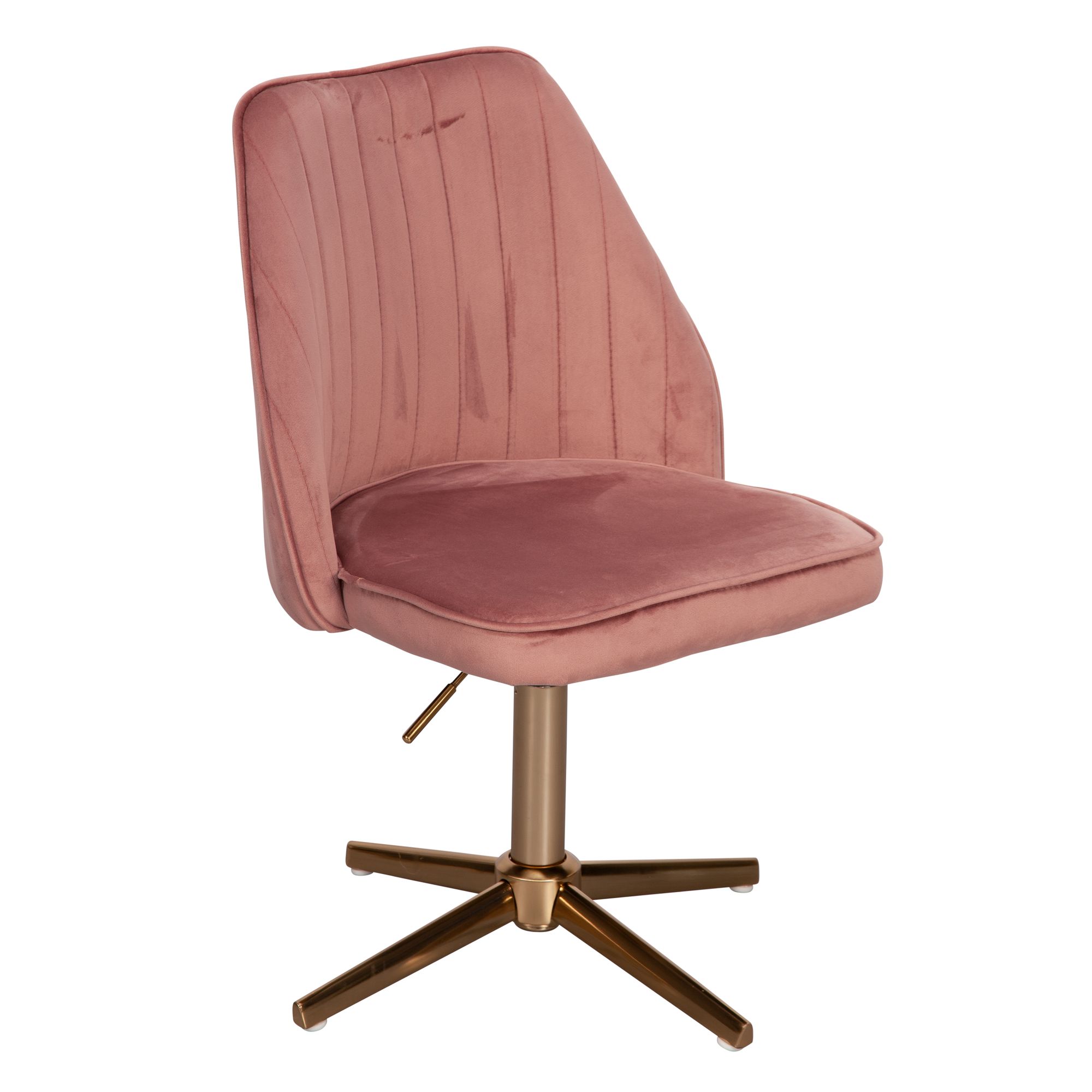 Bürostuhl Samt Rosa | Goldener Metallfuß | Maße 60x80-100x60 cm