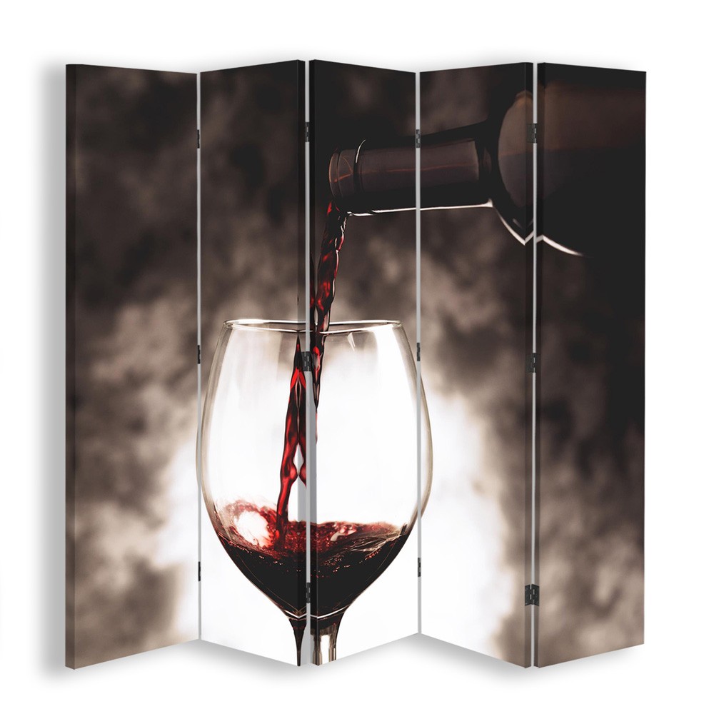 Aus fünf teilen bestehender, faltbarer schirm zur verkostung eines glases wein