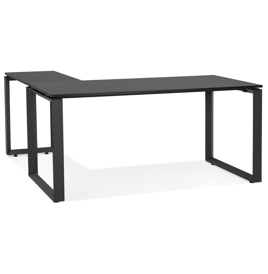 Alterego Eckschreibtisch BAKUS 170x60 cm Gestellfarbe Schwarz Tischplatte Schwarz