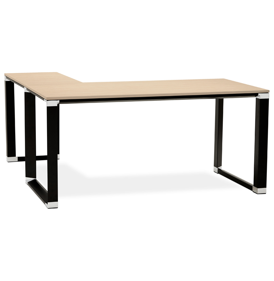 Alterego Eckschreibtisch XLINE 160x160 cm Gestellfarbe Schwarz Tischplatte Natur
