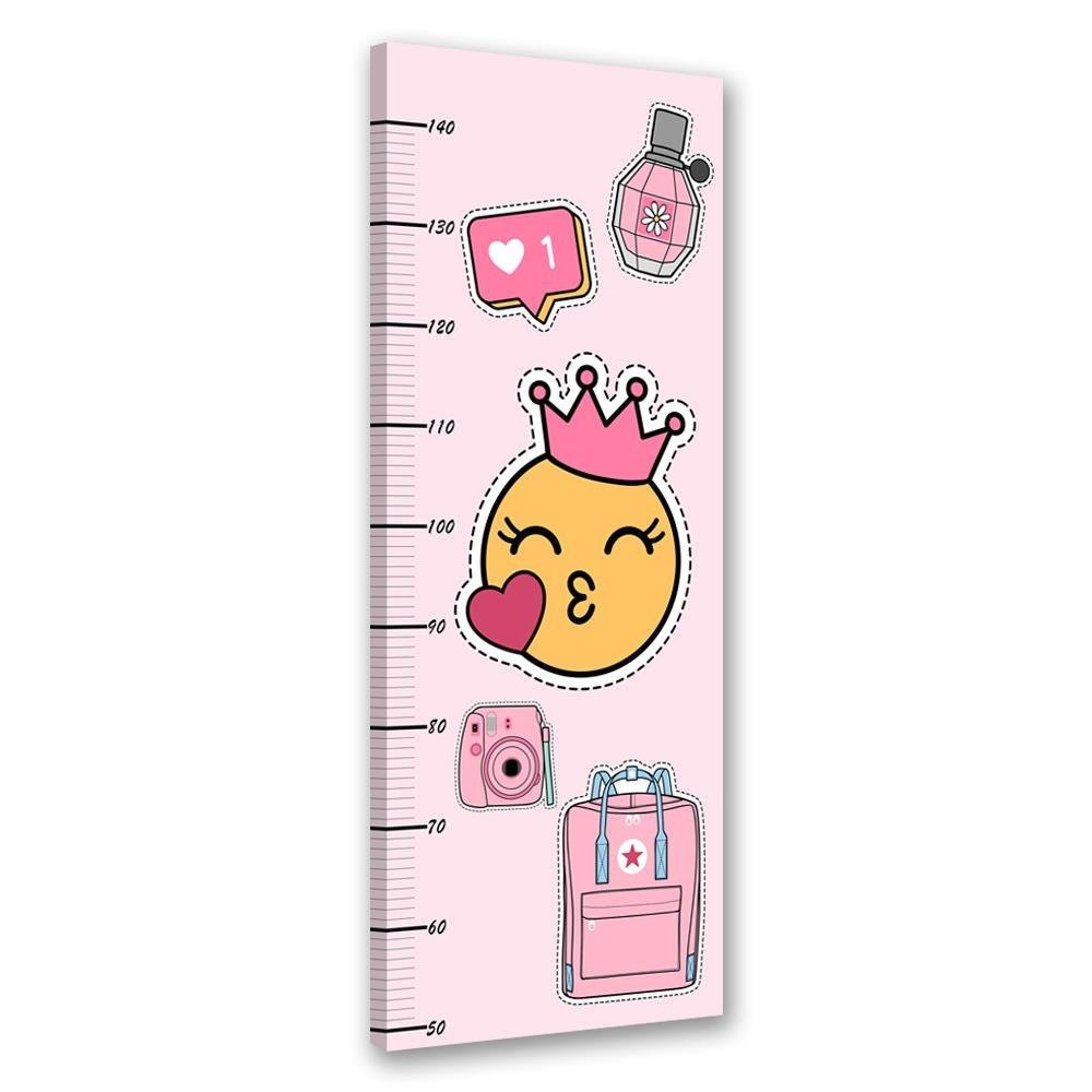 Rahmen mit messgerät zur messung der kindergröße von 40 cm aus mdf mit rosa emojis
