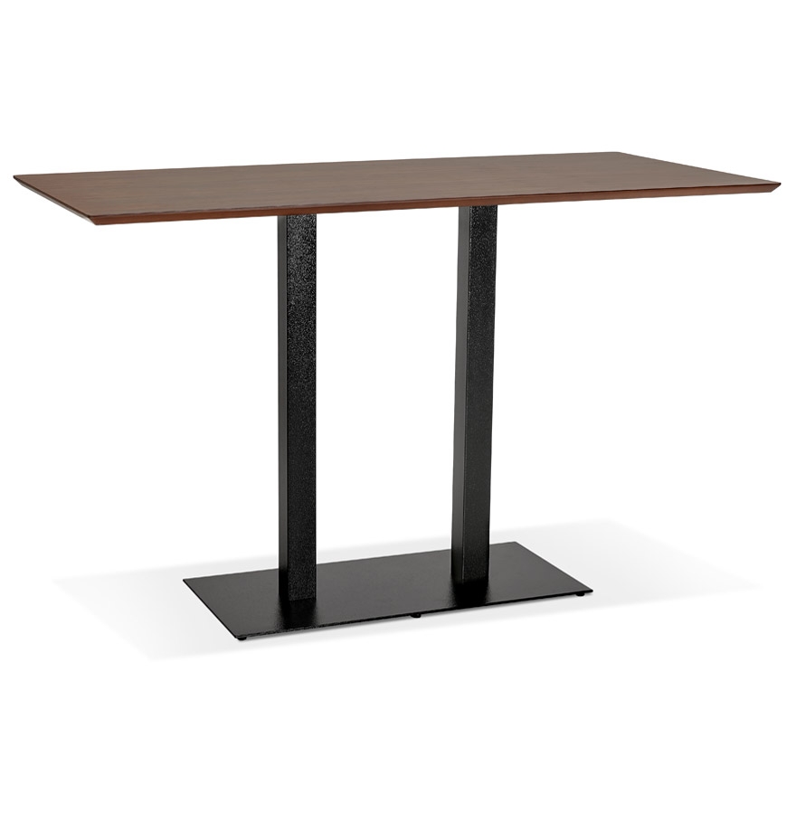 Design-Hochtisch 'ZUMBA BAR' aus Holz mit Walnuss-Finish und schwarzem Metallfuß - 180x90 cm