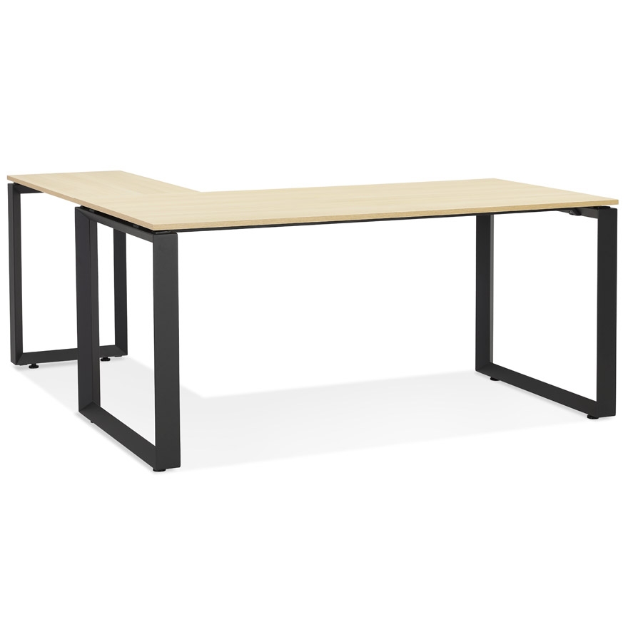 Alterego Eckschreibtisch BAKUS 170x60 cm Gestellfarbe Schwarz Tischplatte Natur