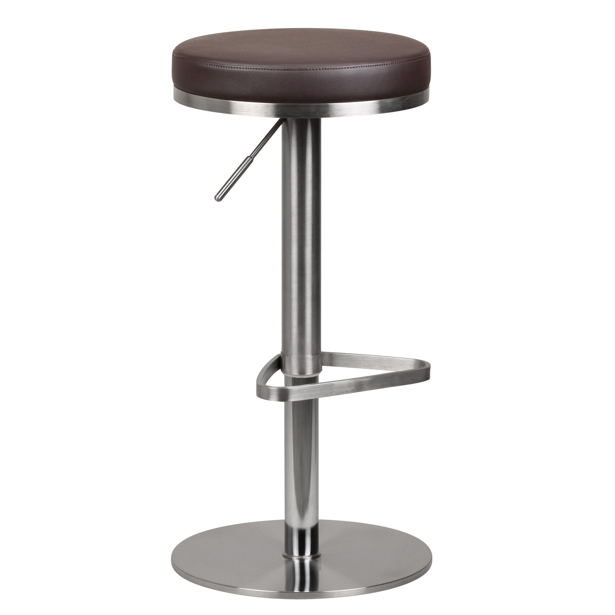 Barhocker Braun Kunstleder Edelstahl höhenverstellbar 57-82 cm | 360° Drehbar Modernes Design