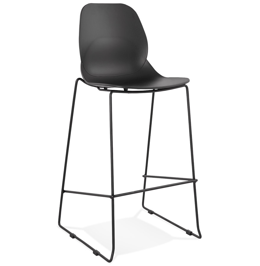 Alterego Barhocker BERLIN Gestellfarbe Schwarz Sitzfläche Schwarz