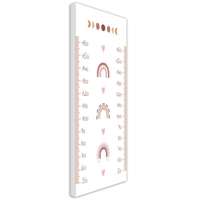 Rahmen mit messgerät zur messung der körpergröße von kindern von 40 cm aus mdf mit zeichnung der mondphasen