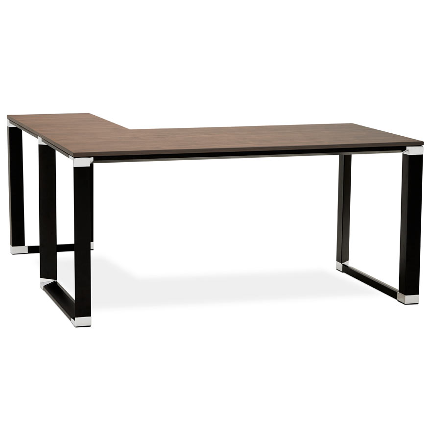 Alterego Eckschreibtisch XLINE 160x160 cm Gestellfarbe Schwarz Tischplatte Walnuss