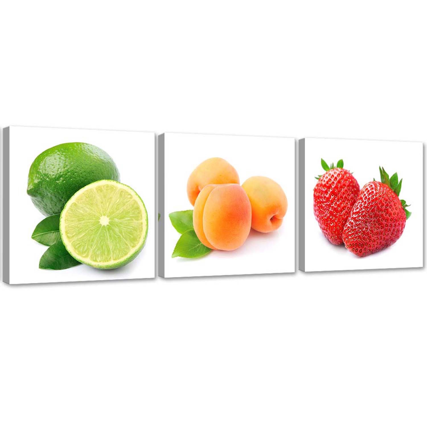Set aus 3 rahmen mit buntem obstbild aus mdf und leinwand