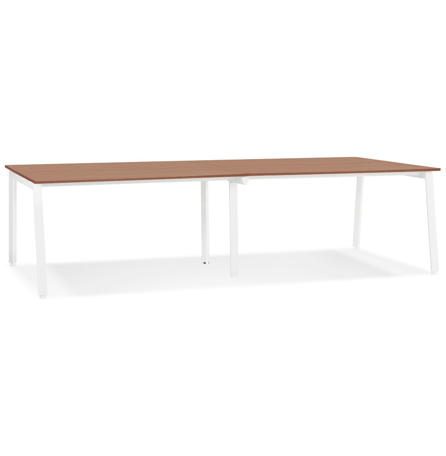 Alterego Schreibtisch AMADEUS XL 280x140 cm Gestellfarbe Weiß Tischplatte Walnuss
