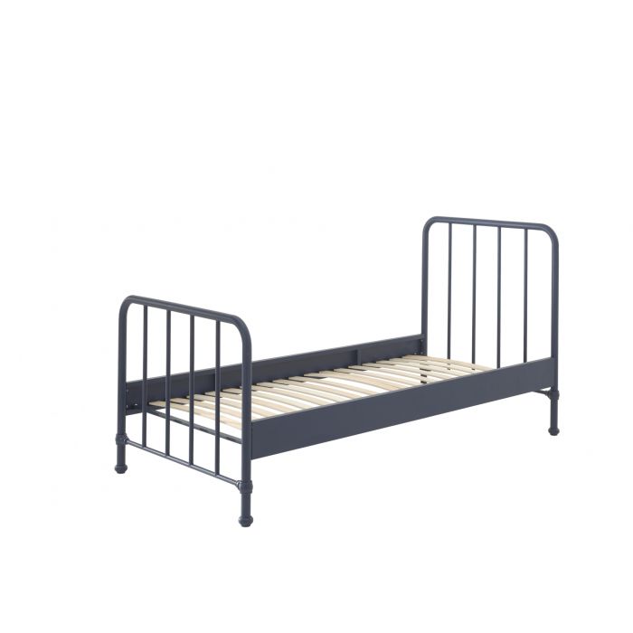 Bronxx metallbett im coolen look blau denim matt, liegefläche 90 x 200 cm