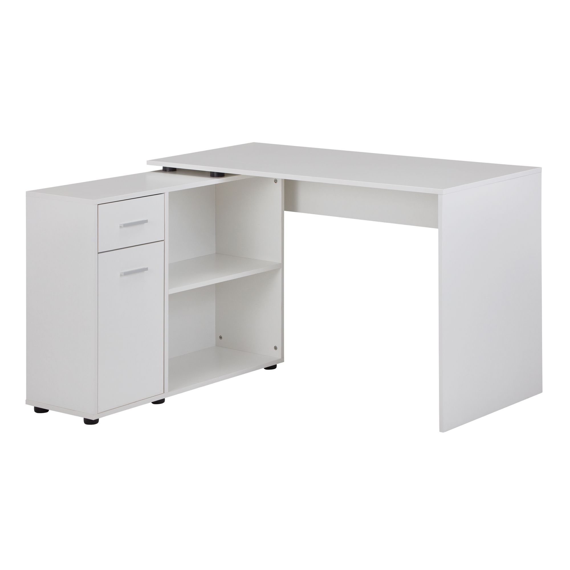 Design Eckschreibtisch mit Regal | Weiß | 120 x 75,5 x 106,5 cm