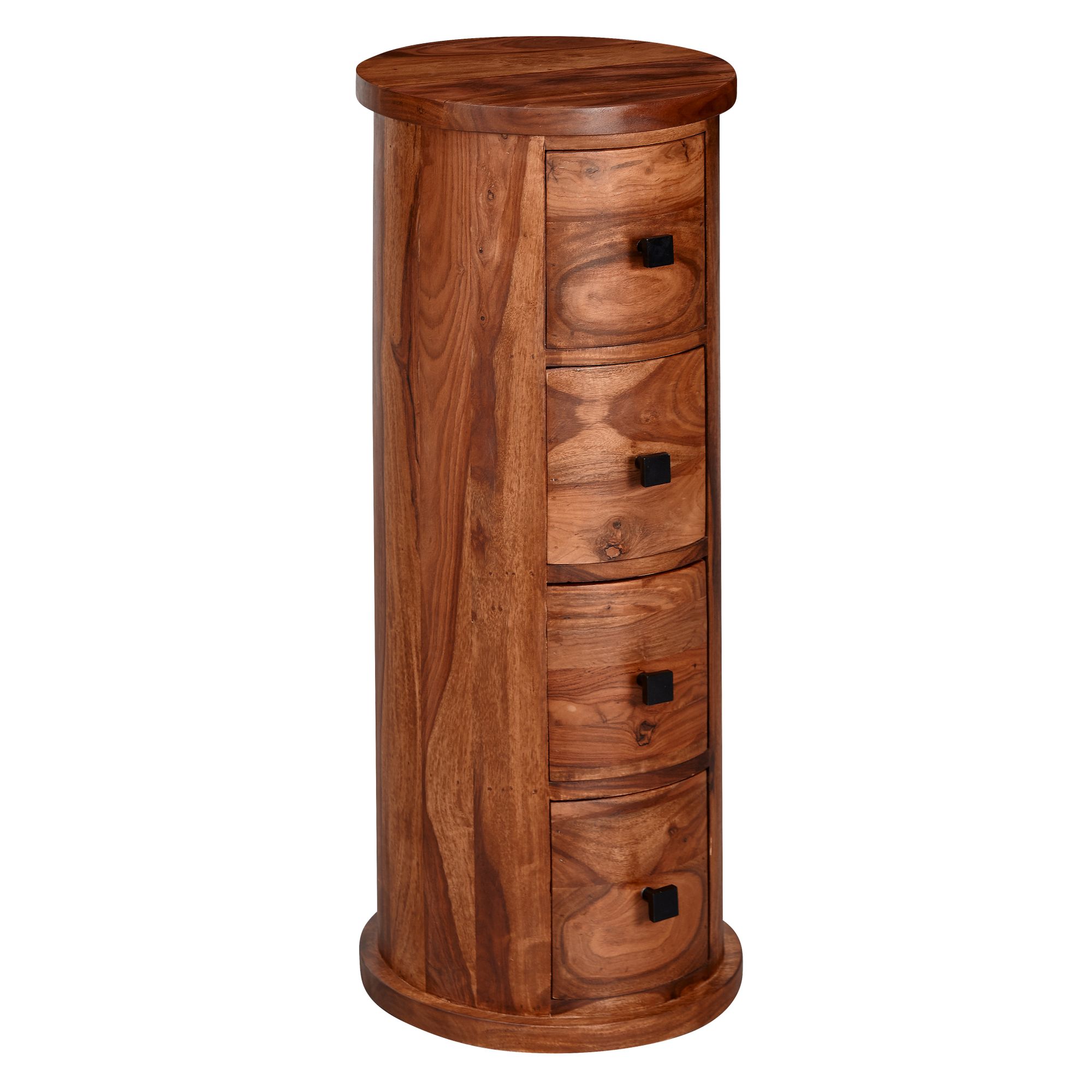 Design Sideboard Sheesham Massivholz Braun | 35x85x35 cm | 4 Schubladen